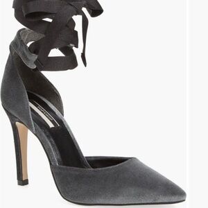 Topshop Charcoal Heels with Ribbon Tie